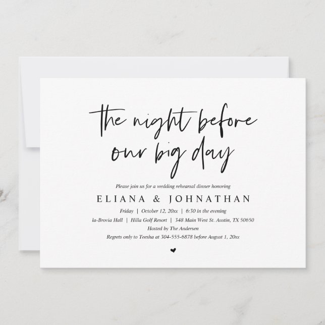 Before our big day, Wedding Rehearsal Dinner Invitation (Front)