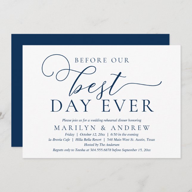 Before The Best Day Ever, Wedding Rehearsal Dinner Invitation (Front/Back)