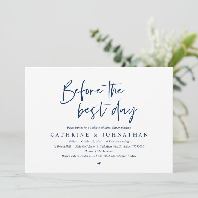 Before The Best Day, Wedding Rehearsal Dinner Invi Invitation (Standing Front)