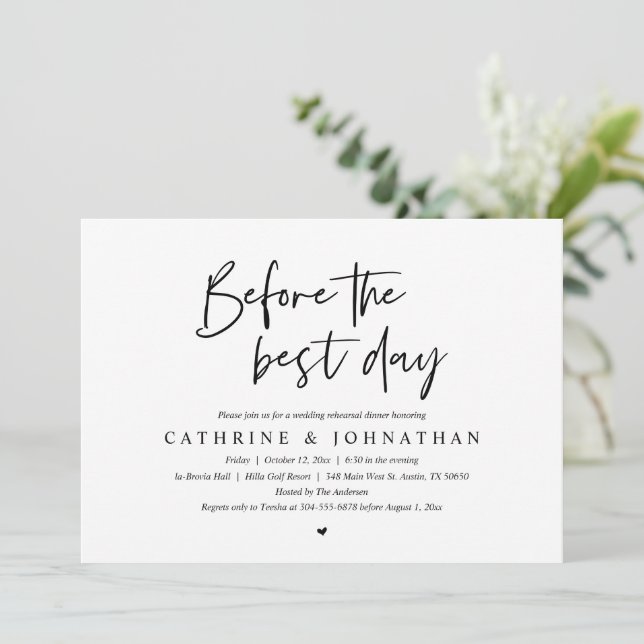 Before The Best Day, Wedding Rehearsal Dinner Invitation (Standing Front)