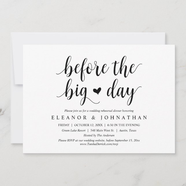 Before The Big Day, Wedding Rehearsal Dinner Party Invitation (Front)