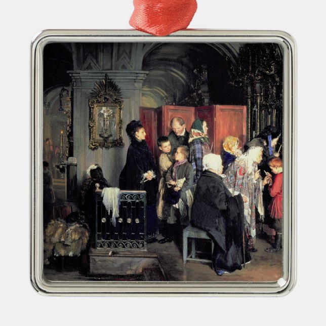 Before the Confession, 1877 Metal Ornament (Front)