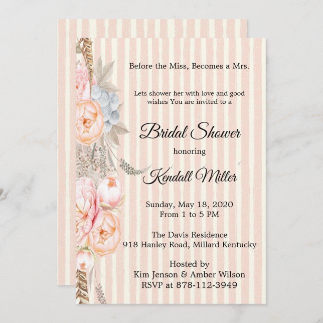 Before The Miss, Becomes The Mrs Bridal Shower Invitation (Front/Back)