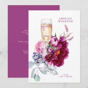 Before the Ring Champagne Magenta Bridal Invitatio Invitation