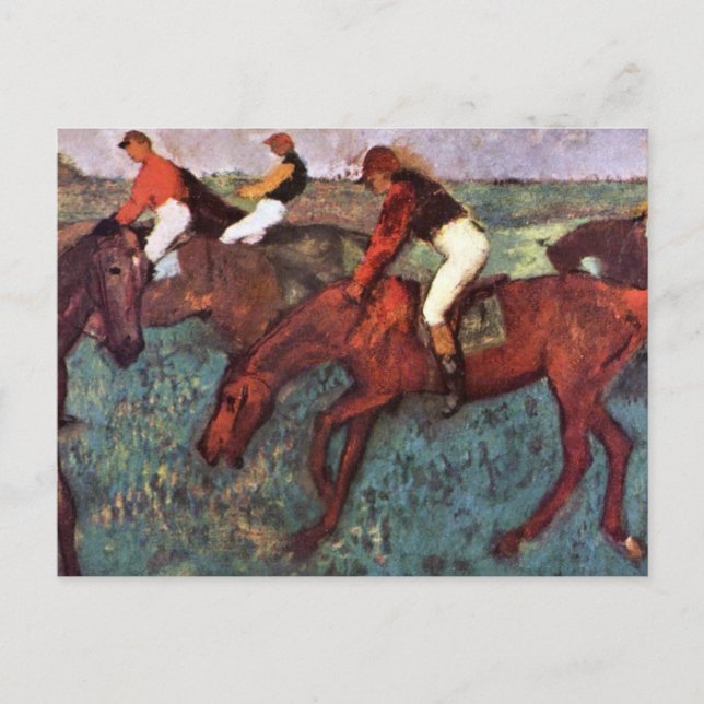 Before The Start Jockeis Training - Degas Painting Holiday Postcard (Front)