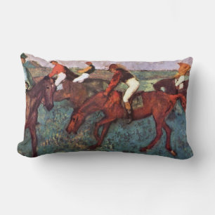 Before The Start Jockeis Training - Degas Painting Lumbar Cushion