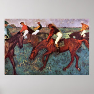 Before The Start Jockeis Training - Degas Painting Poster