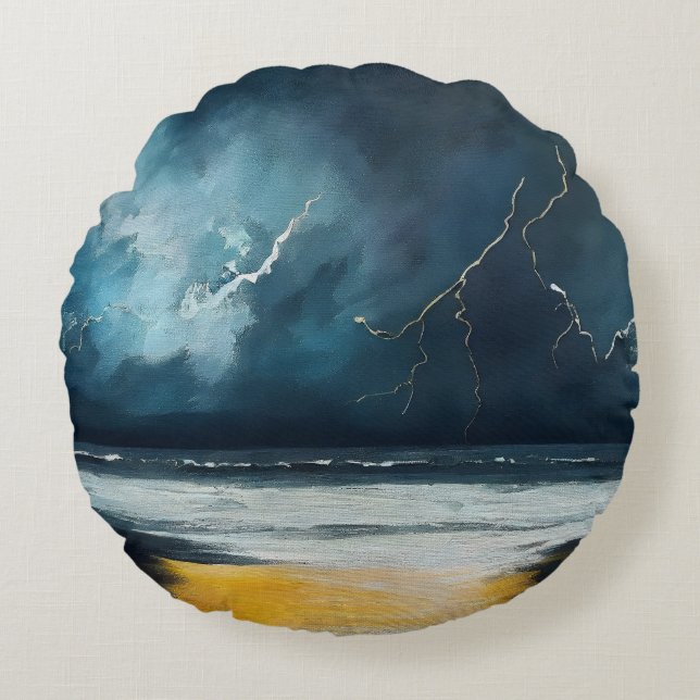 Before The Storm – Abstract Seascape Round Cushion (Front)