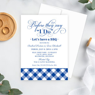 Before They Say I Do BBQ Royal Blue Invitation