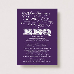 Before They Say I Do Lets Have A BBQ! - Purple Invitation