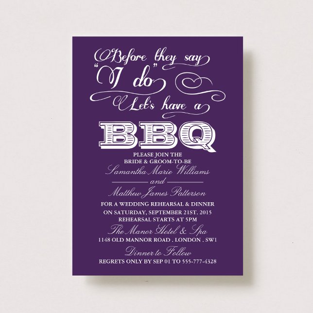 Before They Say I Do Lets Have A BBQ! - Purple Invitation (Creator Uploaded)