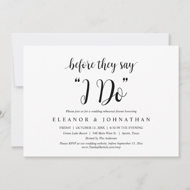 Before They Say "I Do", Wedding Rehearsal Dinner Invitation (Front)