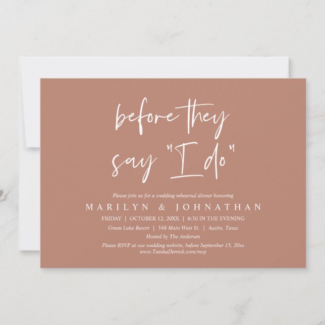 Before They Say "I Do", Wedding Rehearsal Dinner Invitation (Front)