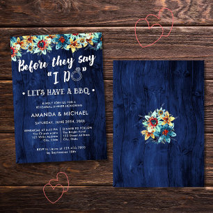 Before They Say I Do Wood BBQ Rehearsal Dinner Invitation