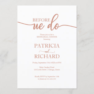 Before We Do Elegant Rose Gold Rehearsal Dinner Invitation