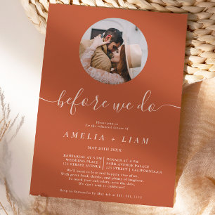 Before we do photo terracotta rehearsal dinner invitation