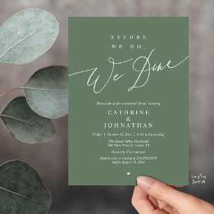 Before we do, we dine, Navy Blue Rehearsal Dinner Invitation