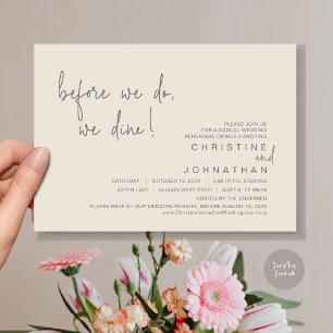 Before We Do We Dine, Rehearsal Dinner, Cream Grey Invitation