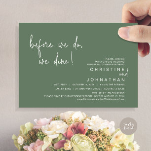 Before We Do, We Dine Rehearsal Dinner, Sage Green Invitation