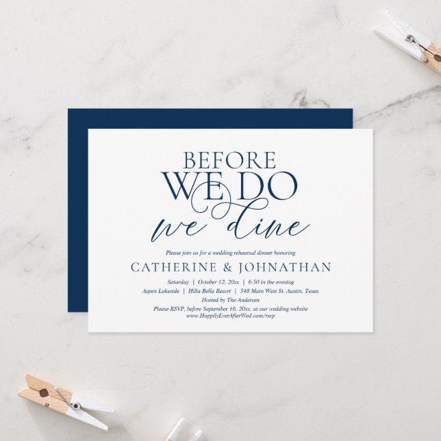 Before We Do, We Dine, Wedding Rehearsal Dinner In Invitation (Front/Back In Situ)