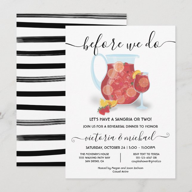 Before we Do we Drink Sangria Cocktail Party Invitation (Front/Back)