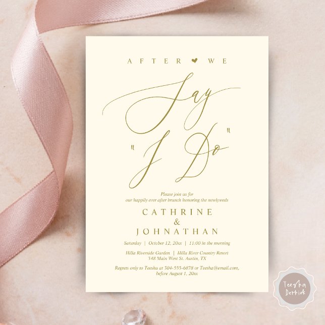 Before we say "I Do", Wedding Rehearsal Dinner Invitation (Before we say "I Do", Wedding Brunch Invitation Card, PDF, Modern Romantic, in Classy Yellow Gold)