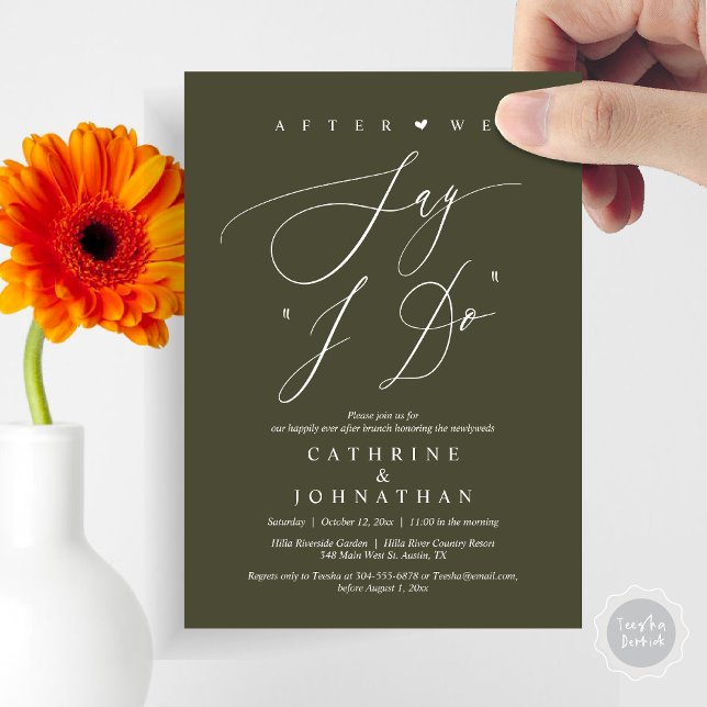 Before we say "I Do", Wedding Rehearsal Dinner Invitation (Before we say "I Do", Wedding Brunch Invitation Card, PDF, Modern Romantic, in Olive Green)