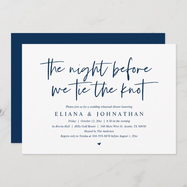 Before we tie the knot, Wedding Rehearsal Dinner I Invitation (Front/Back)