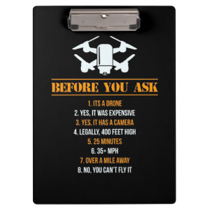 Before You Ask Drone Pilot Clipboard