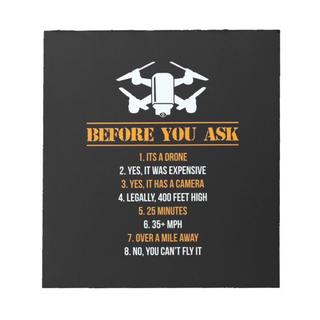 Before You Ask Drone Pilot Notepad (Front)