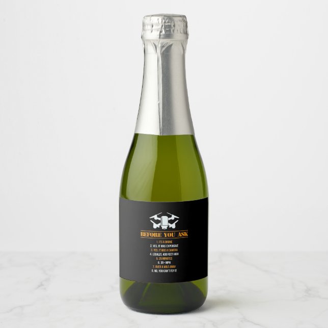 Before You Ask Drone Pilot Sparkling Wine Label (Front)