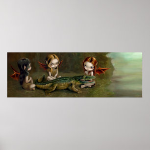 Befriending an Alligator fairy Art Print