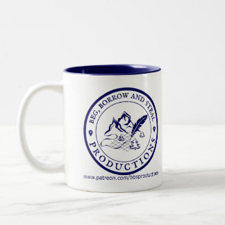 Beg, Borrow and Steal Mug (Blue on White)