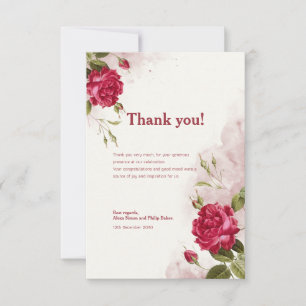 Bege Roses Flower watercolor Thank you card 