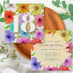 Bege Rustic Floral Spring 18th Birthday Party Invitation