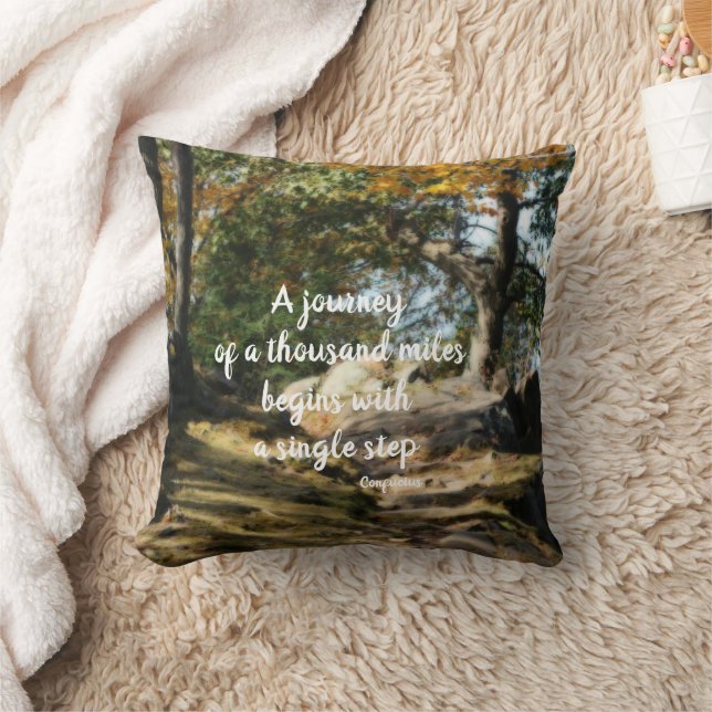 Begin Inspirational Quote Woodland Path  Cushion (Blanket)