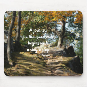 Begin Inspirational Quote Woodland Path  Mouse Pad