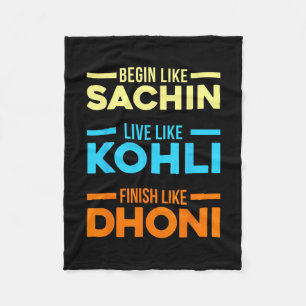 Begin Sachin Live Like Kohli Finish Dhoni Cricket Fleece Blanket