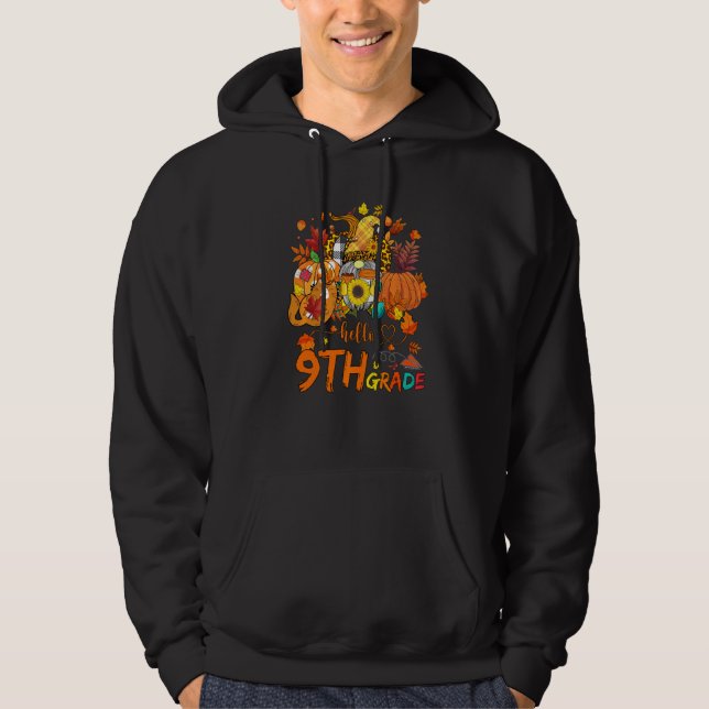 Beginning Of Autumn Fall Teacher Sunflower Hello 9 Hoodie (Front)