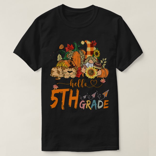 Beginning Of Autumn Fall Teacher Sunflower Hello F T-Shirt (Design Front)