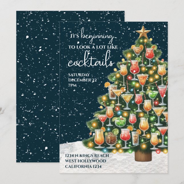 Beginning to look a lot like cocktails Christmas Invitation (Front/Back)
