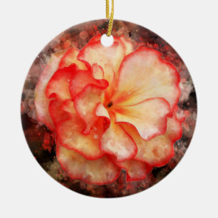 Begonia flower watercolor - bb3 ceramic ornament