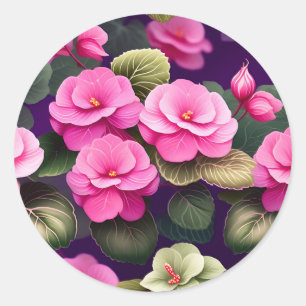 Begonia Garden in Bloom Floral Classic Round Sticker
