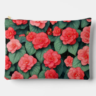 Begonia pink flowers accessory pouch
