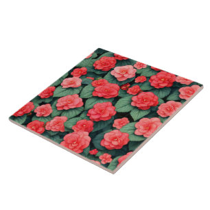 Begonia pink flowers ceramic tile