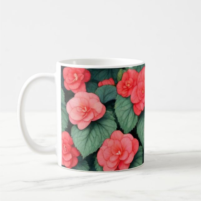 Begonia pink flowers  coffee mug (Left)