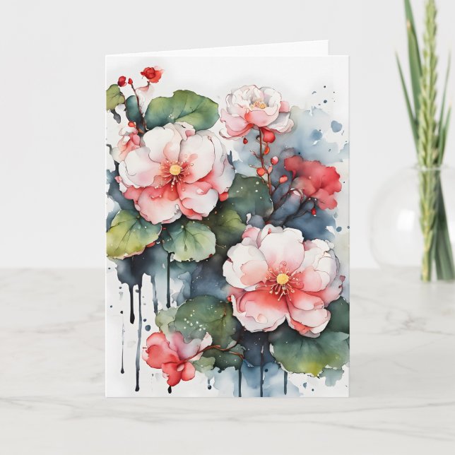 Begonia - Watercolor flowers Card (Front)