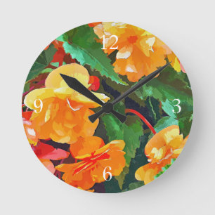BEGONIAS ROUND CLOCK