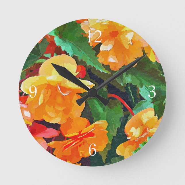 BEGONIAS ROUND CLOCK (Front)