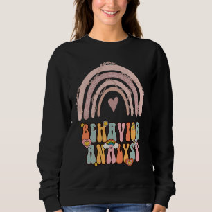Behavior Analyst BCBA Groovy Retro Vintage Rainbow Sweatshirt